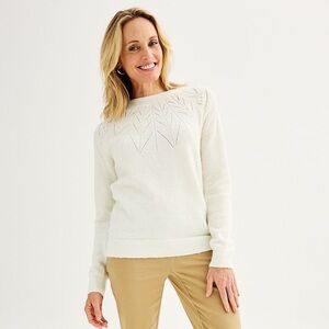 Croft & Barrow Women's Cream Crewneck Sweater